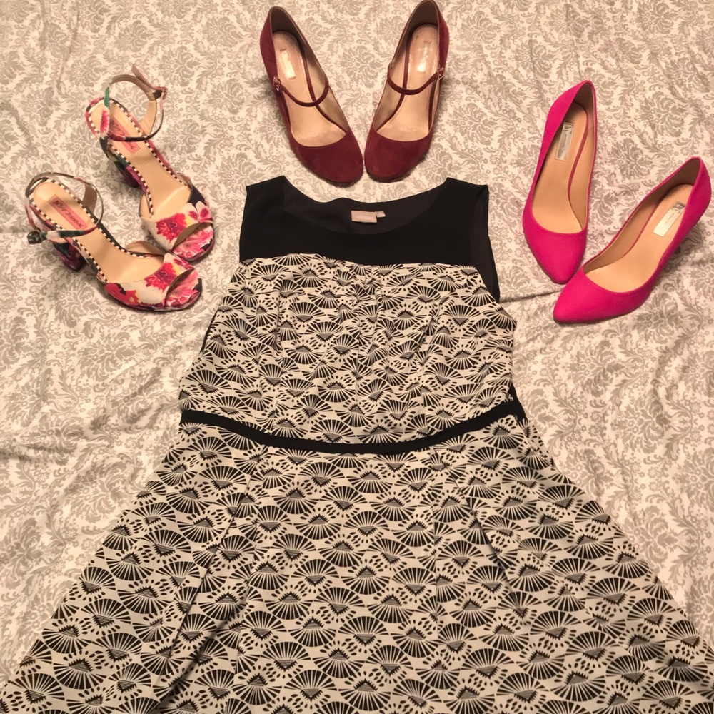 eShakti Black/Grey Patterned Dress - Size 16 (1X)